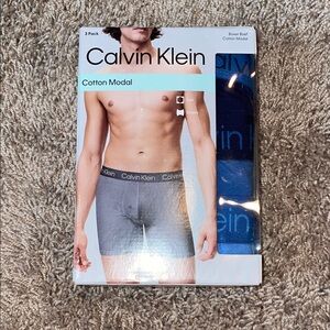 NWT Calvin Klein cotton modal Boxer Briefs 3-Pack- blue pack size large